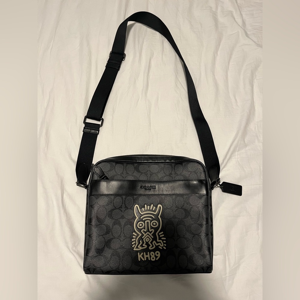 Coach F67372 Keith Haring Charles Camera Bag in Black And White